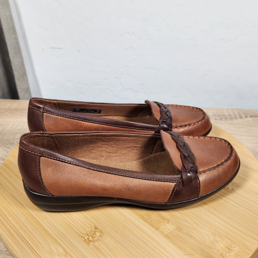 Clarks Cora Viola Size 7.5 Shoes Brown Slip-on Comfort Loafers Braided Detail - Picture 2 of 7